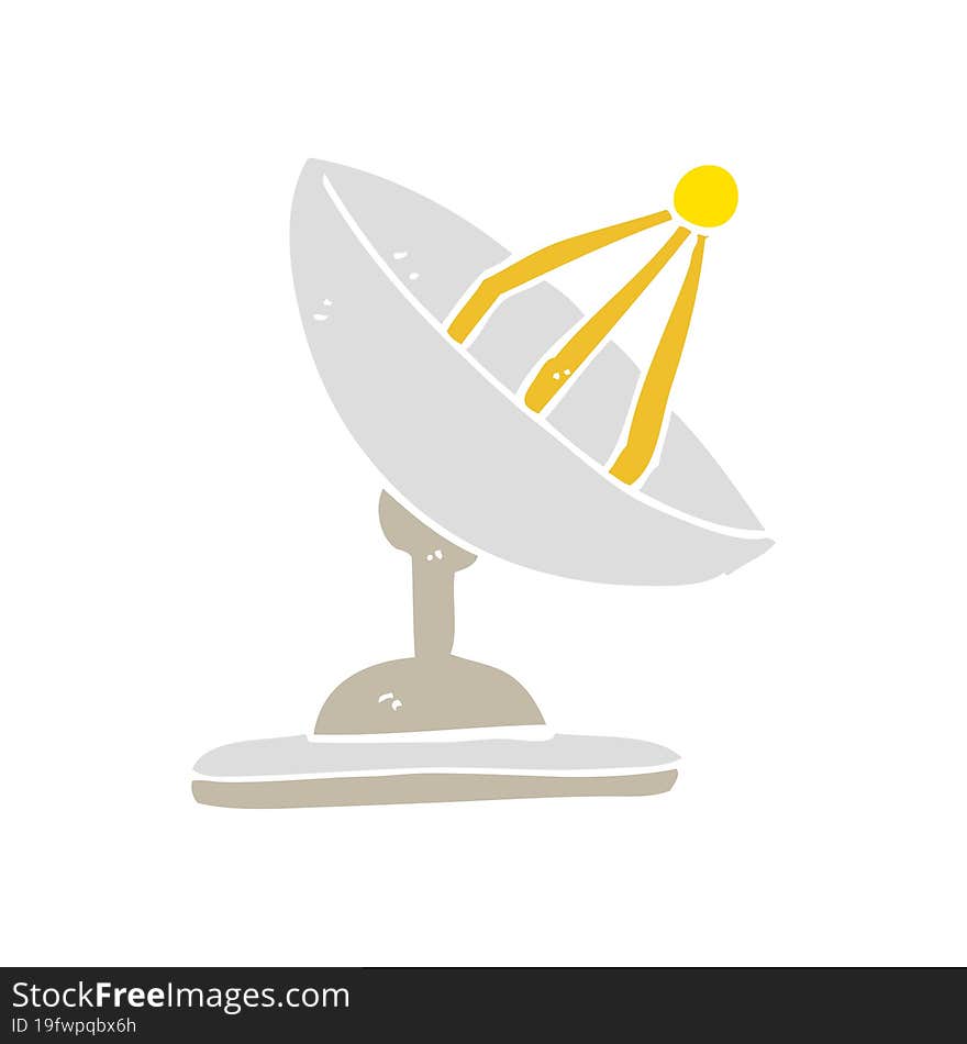 flat color illustration of a cartoon satellite dish