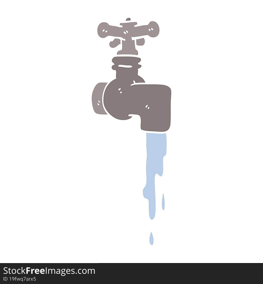 Flat Color Illustration Cartoon Dripping Faucet