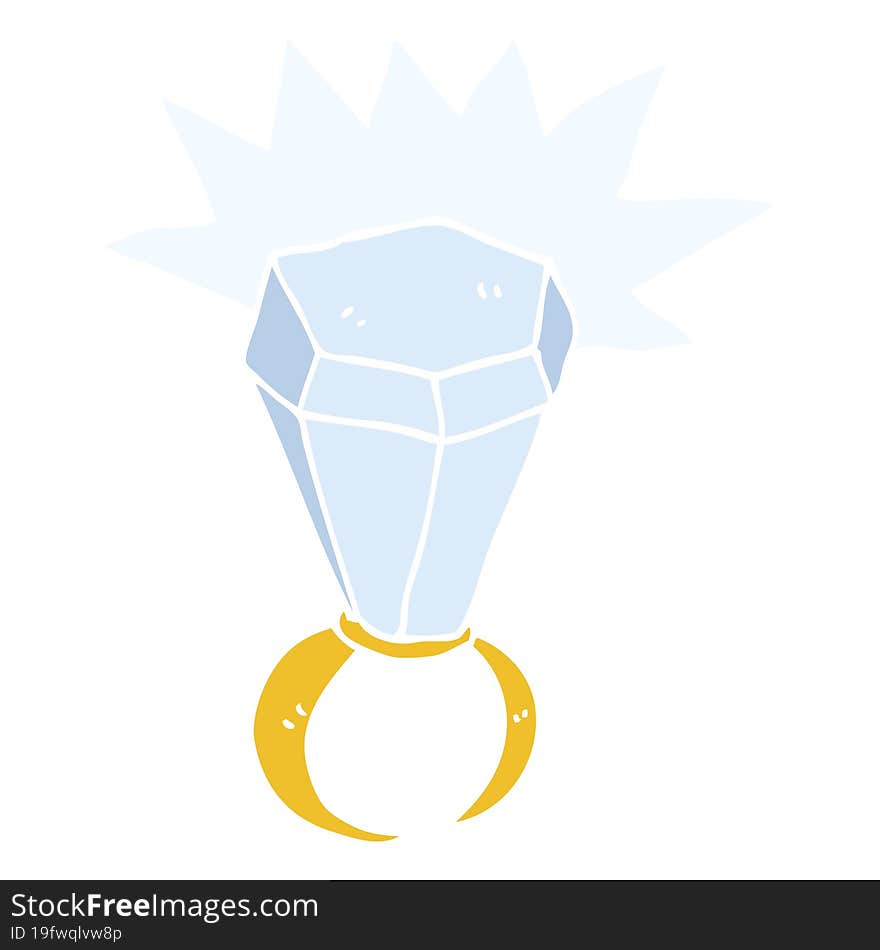 Flat Color Illustration Of A Cartoon Huge Diamond Ring