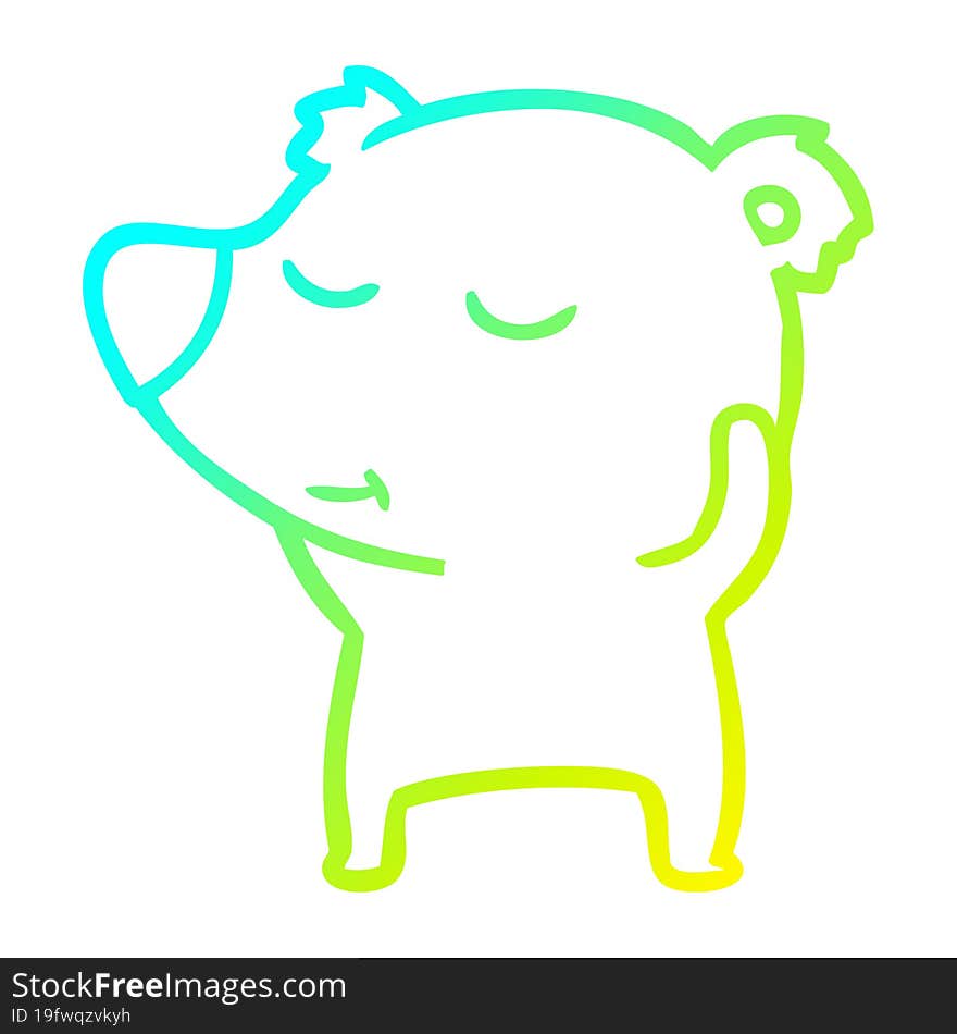 cold gradient line drawing happy cartoon polar bear