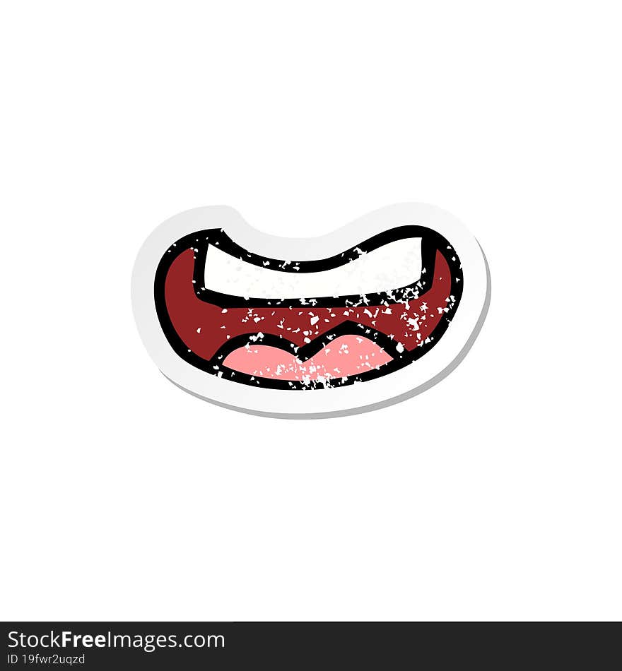 retro distressed sticker of a cartoon mouth