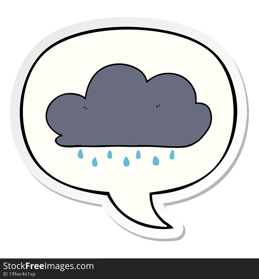 Cartoon Rain Cloud And Speech Bubble Sticker