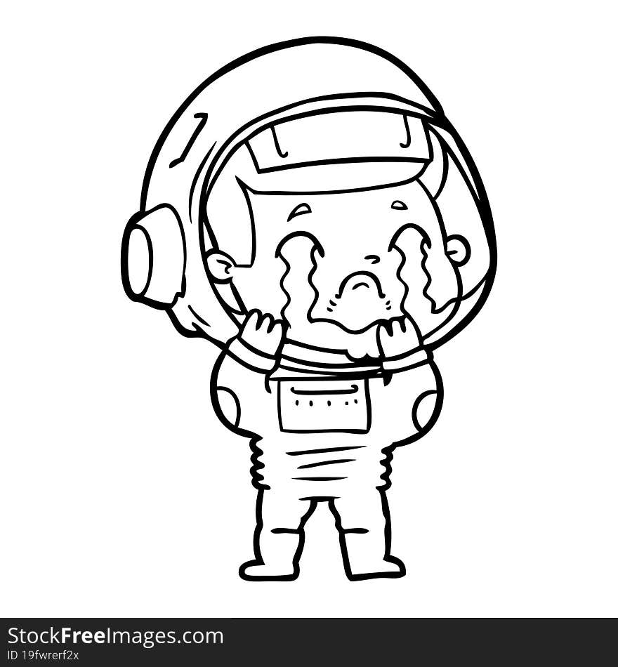 cartoon crying astronaut. cartoon crying astronaut