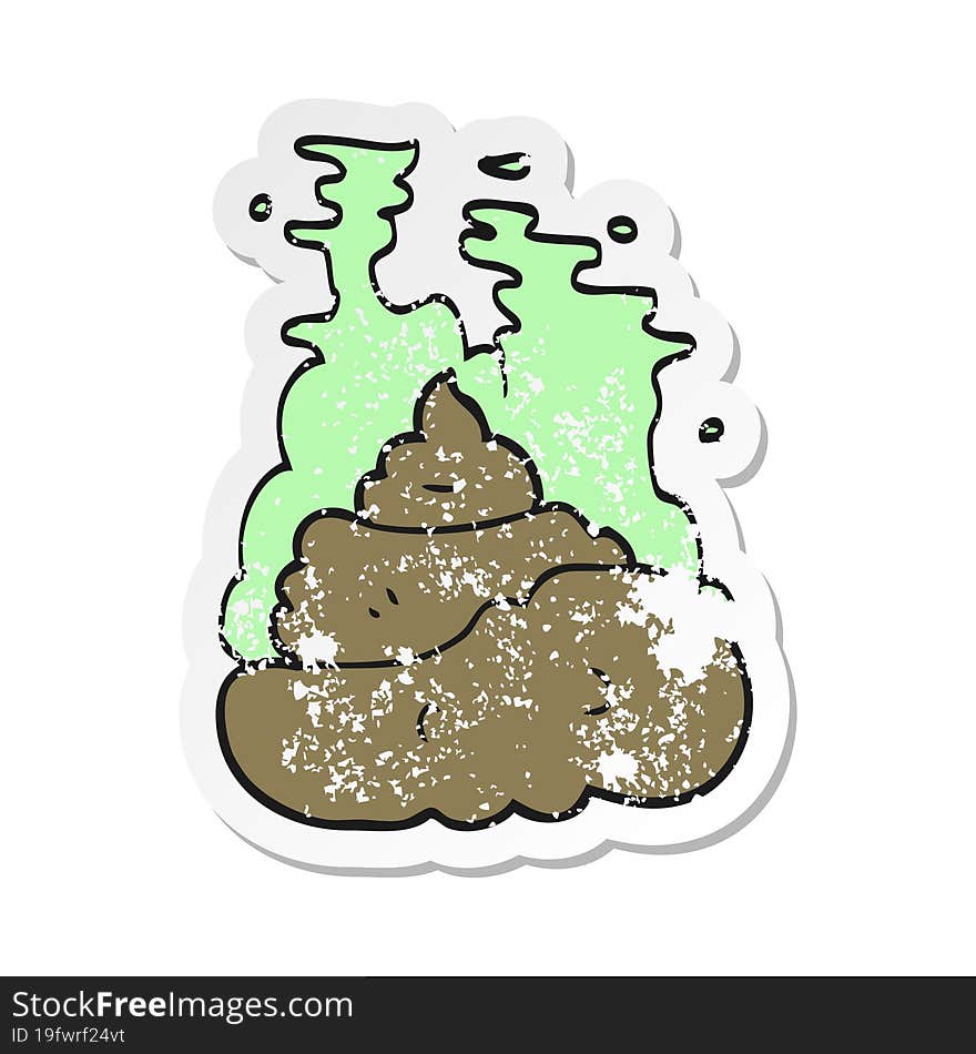 retro distressed sticker of a cartoon gross poop