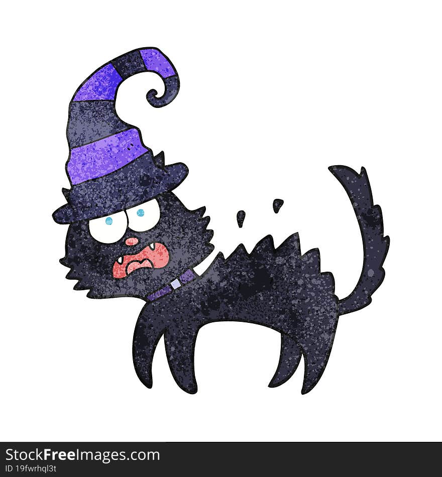 textured cartoon scared black cat