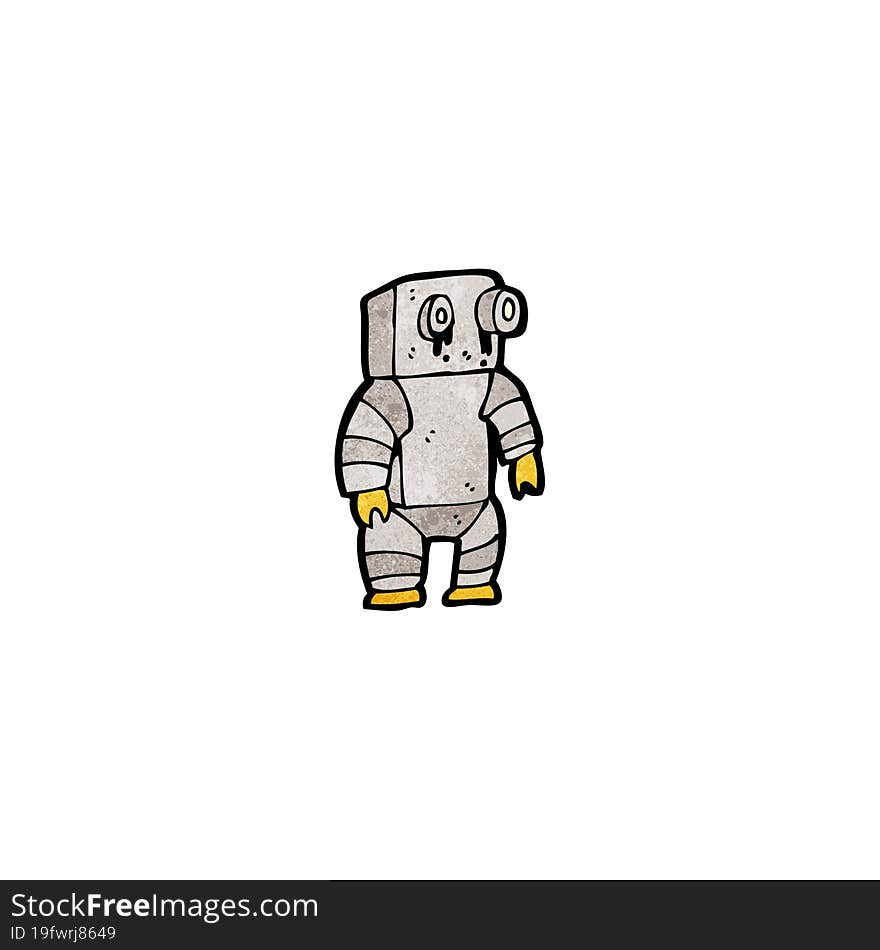 cartoon sad little robot