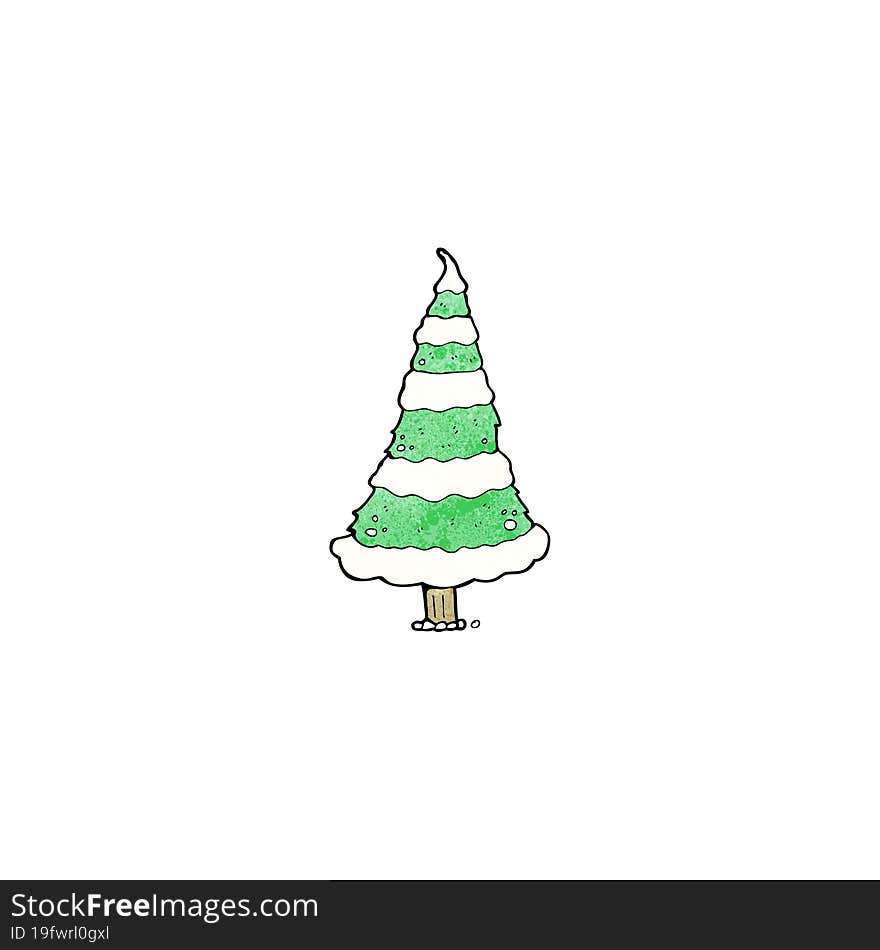 cartoon snowy christmas tree