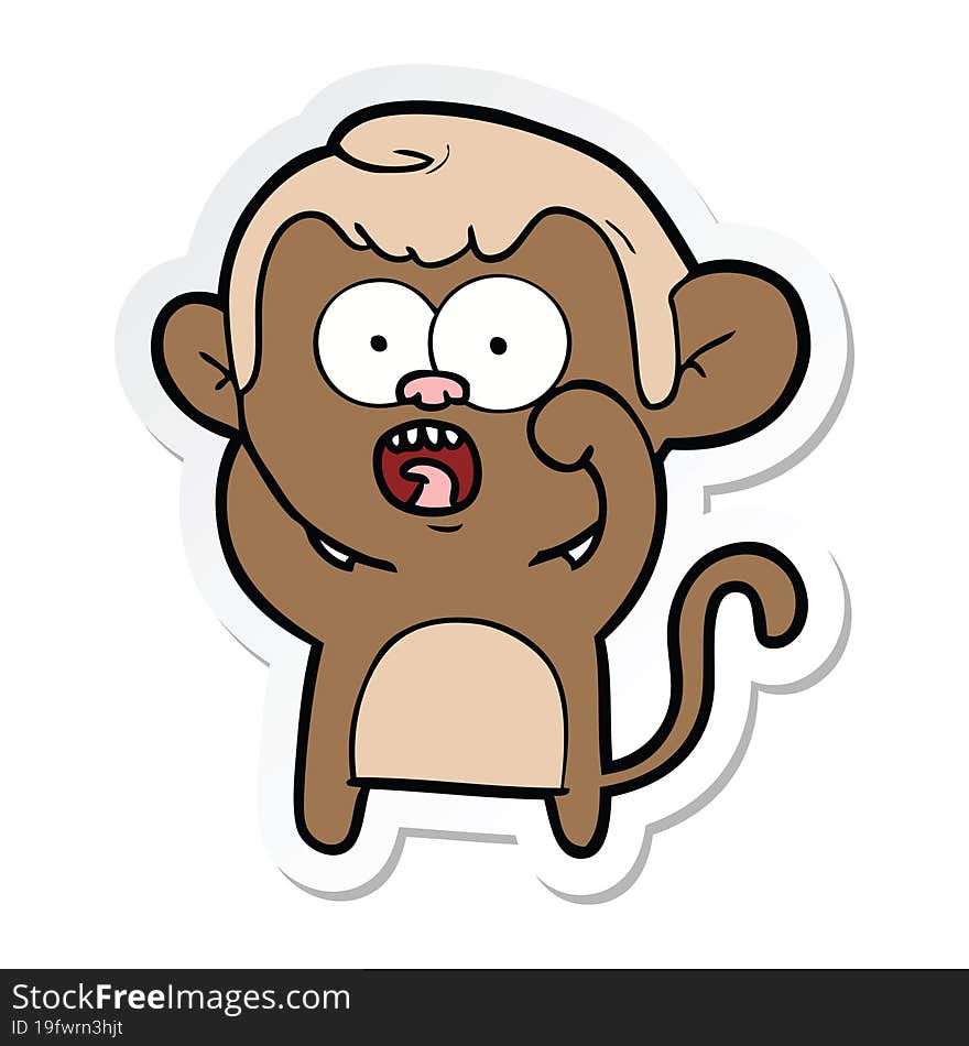 sticker of a cartoon shocked monkey