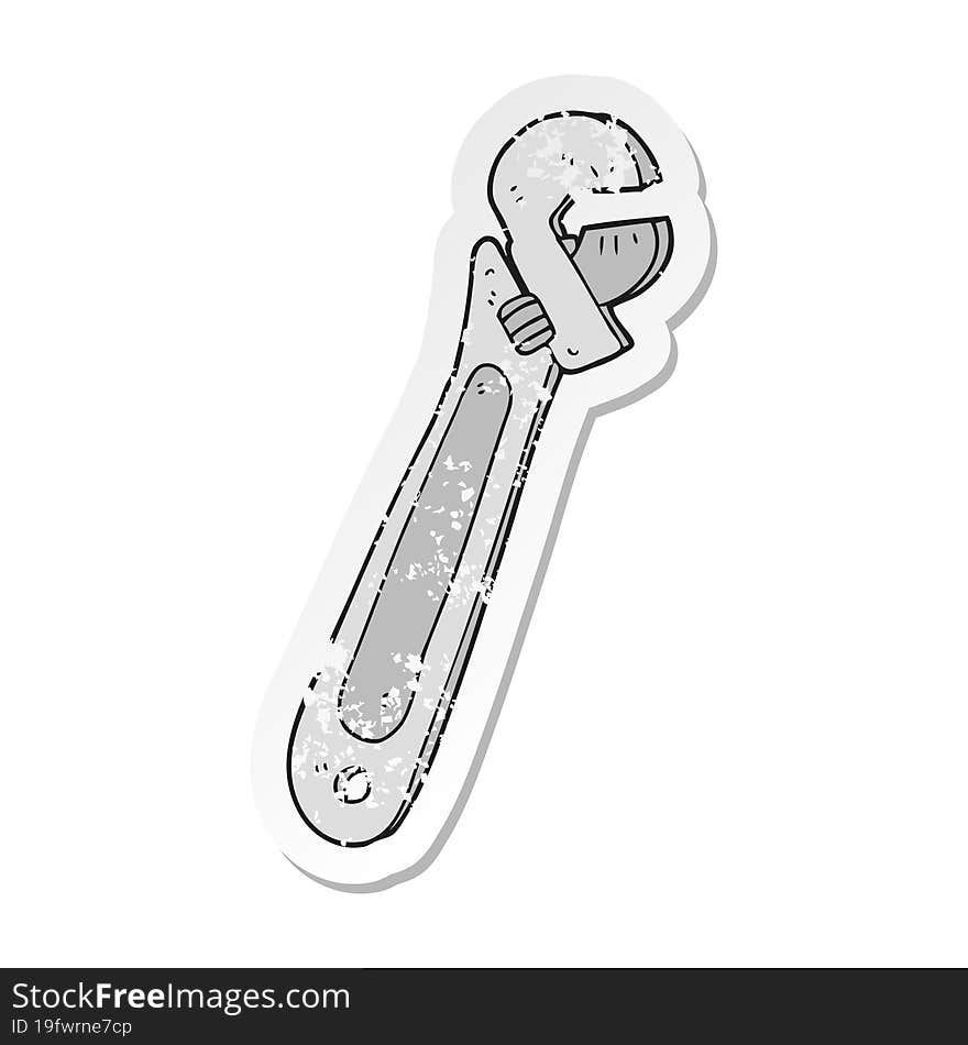 retro distressed sticker of a cartoon adjustable spanner