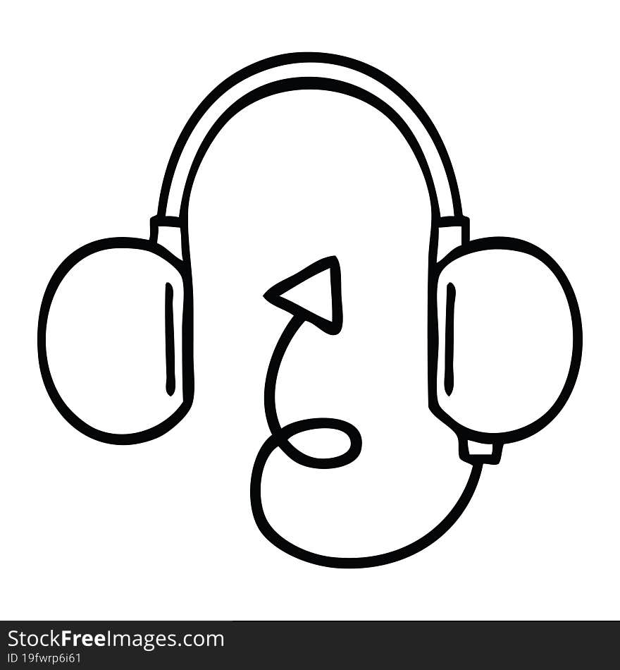 line drawing cartoon retro headphone