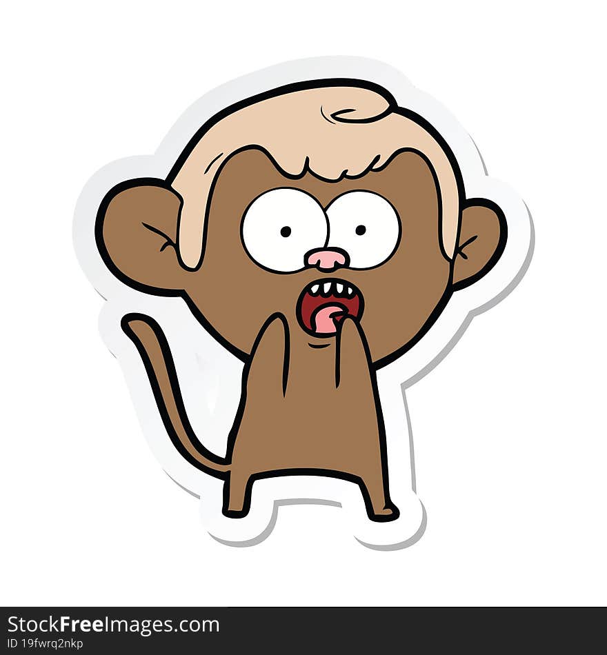 sticker of a cartoon shocked monkey