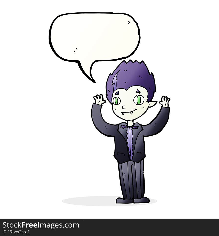 cartoon vampire boy with speech bubble