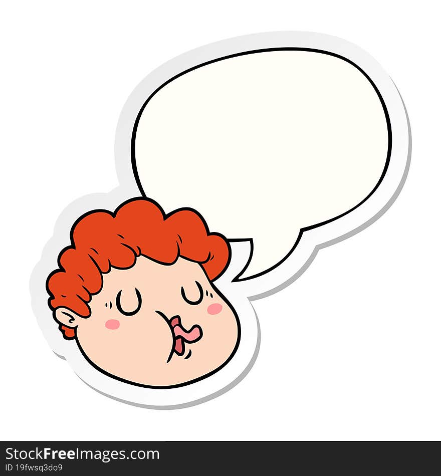 Cartoon Male Face And Speech Bubble Sticker