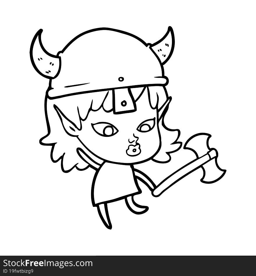 pretty cartoon viking elf girl. pretty cartoon viking elf girl