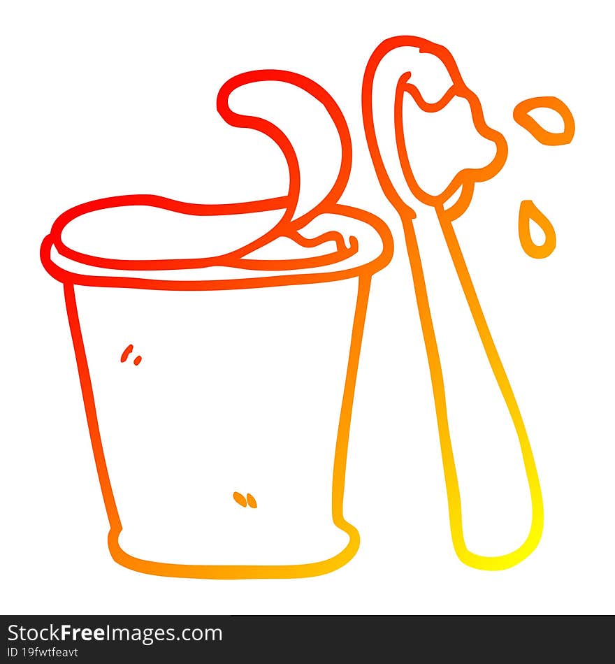 warm gradient line drawing cartoon yogurt