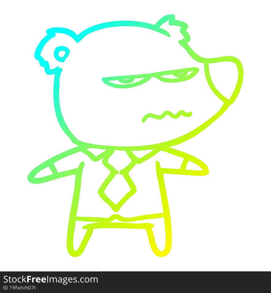 Cold Gradient Line Drawing Cartoon Angry Boss Bear