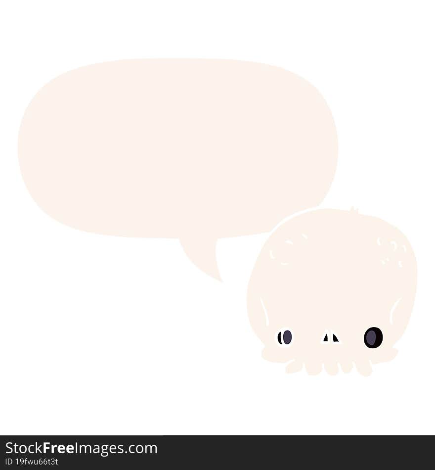 Cartoon Skull And Speech Bubble In Retro Style