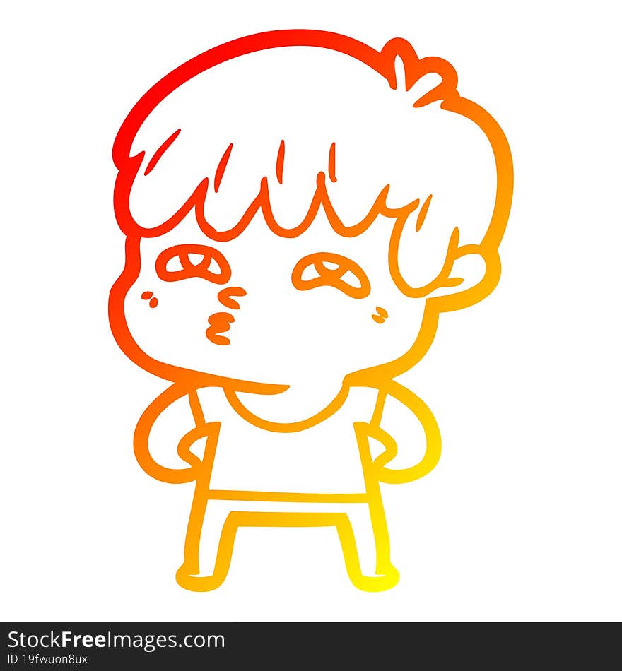 Warm Gradient Line Drawing Cartoon Curious Man