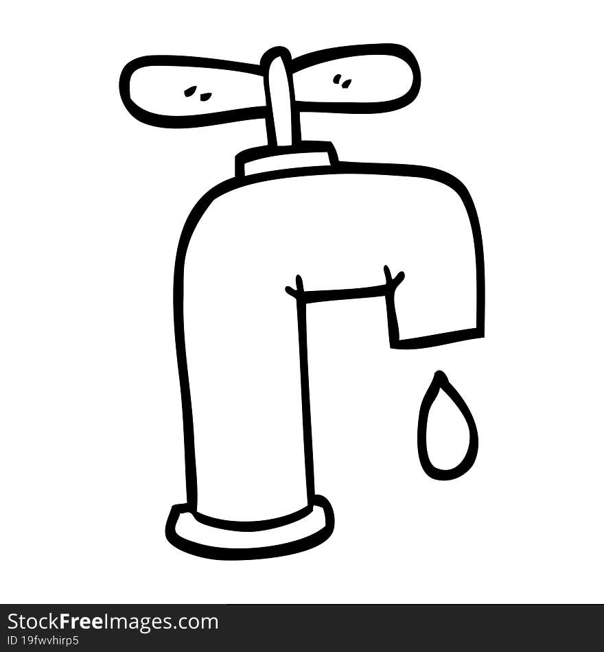 black and white cartoon dripping faucet