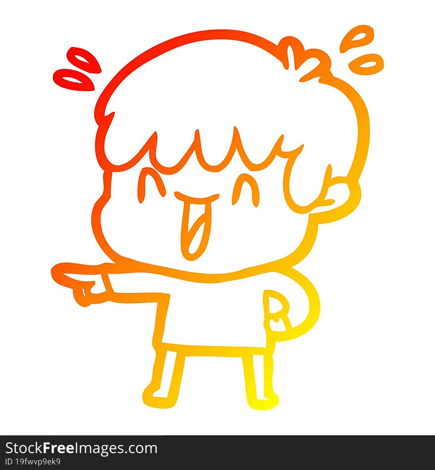 Warm Gradient Line Drawing Cartoon Laughing Boy