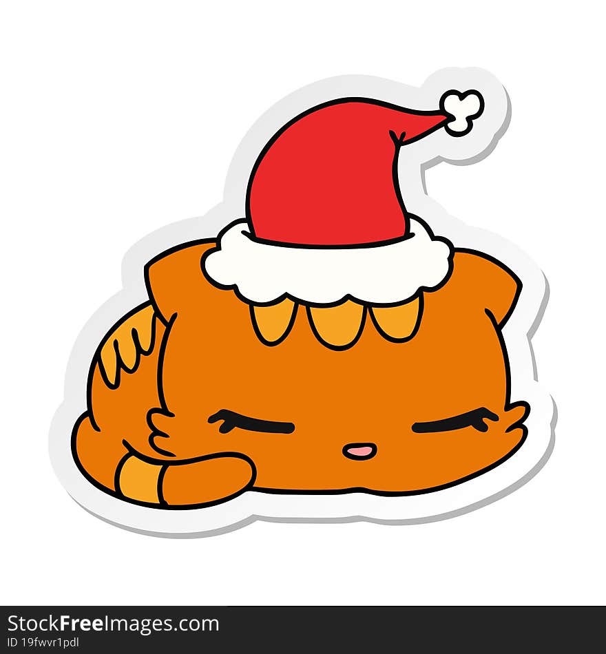 christmas sticker cartoon of kawaii cat