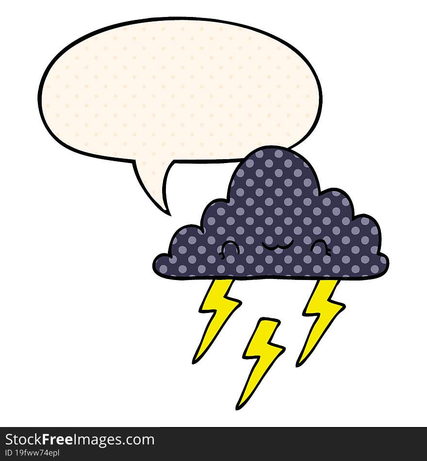 Cartoon Storm Cloud And Speech Bubble In Comic Book Style