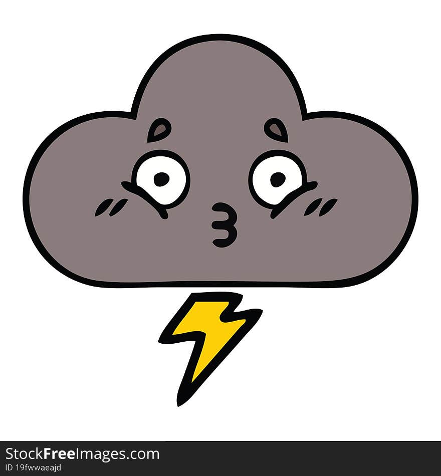 cute cartoon of a storm cloud. cute cartoon of a storm cloud