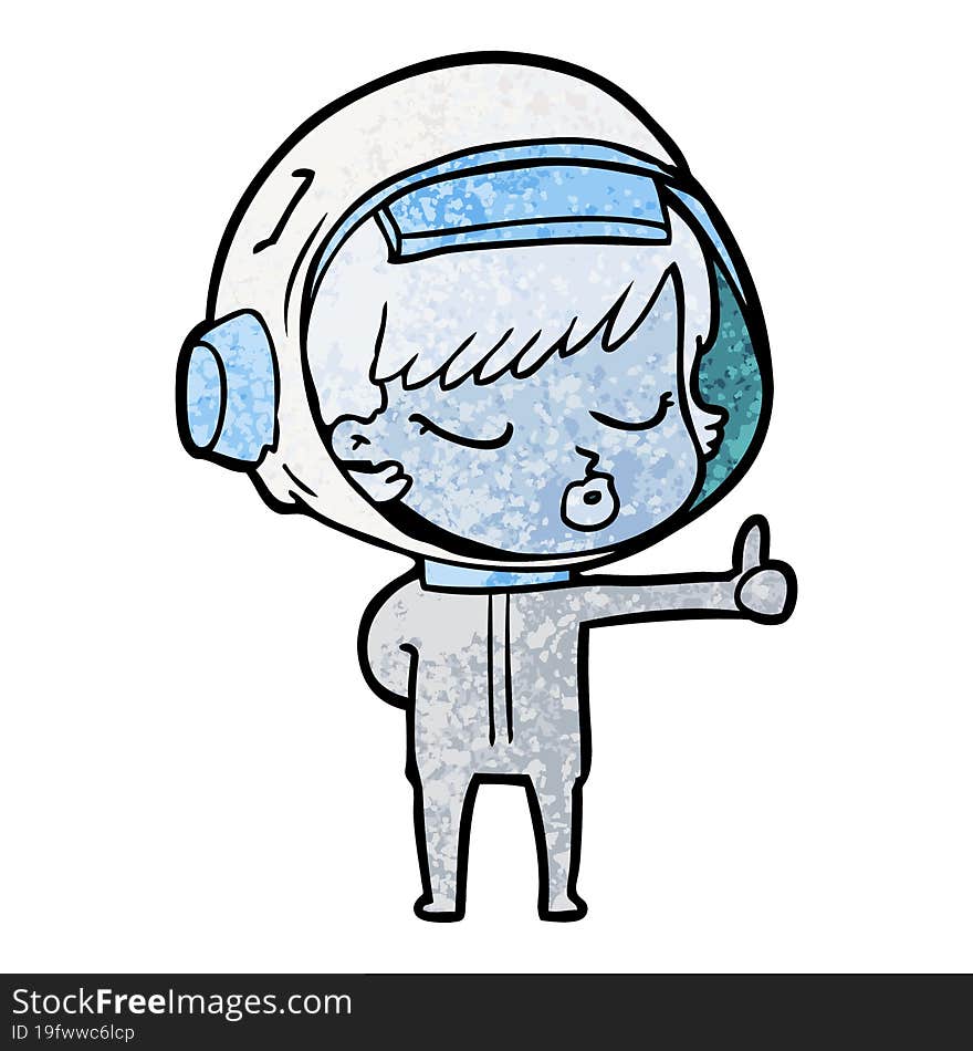 cartoon pretty astronaut girl giving thumbs up. cartoon pretty astronaut girl giving thumbs up