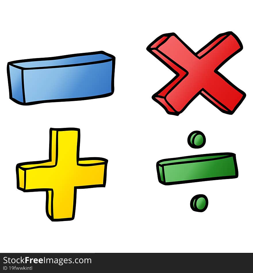 cartoon math symbols. cartoon math symbols