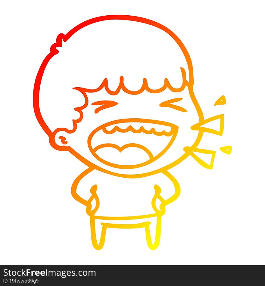 warm gradient line drawing of a cartoon laughing man