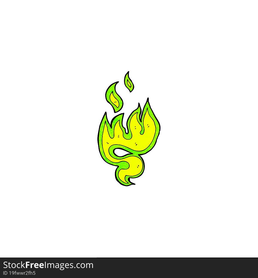 Green Fire Symbol Cartoon