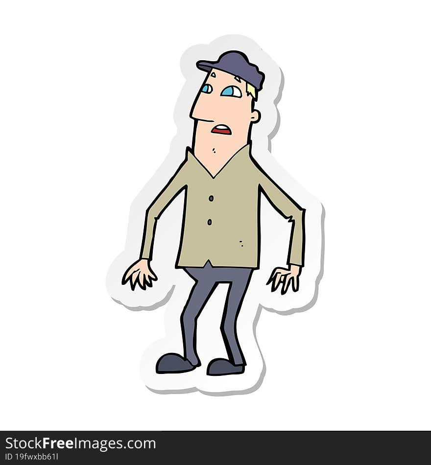 sticker of a cartoon shocked man