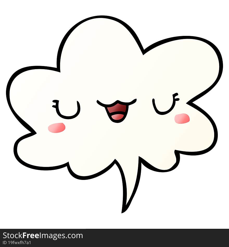 cute cartoon face and speech bubble in smooth gradient style