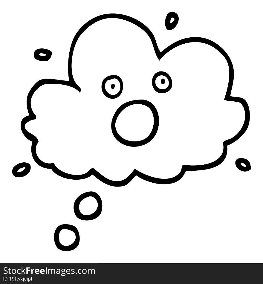 black and white cartoon screaming thought cloud