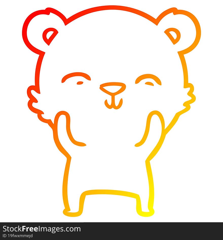 warm gradient line drawing happy cartoon bear