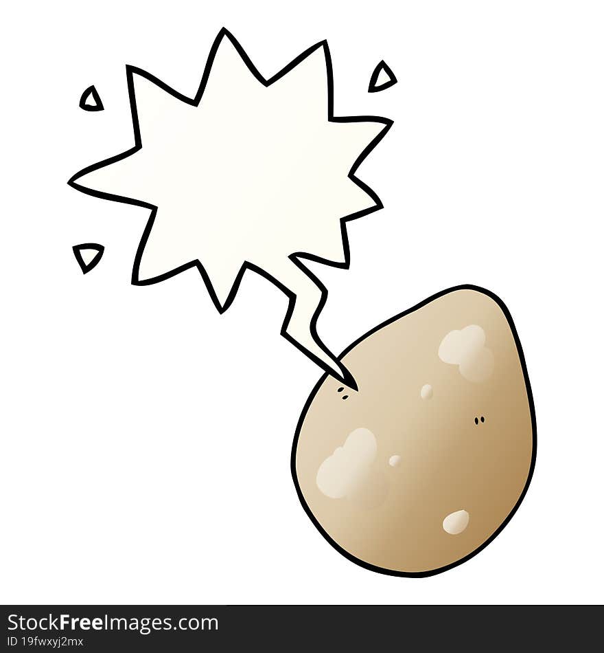 Cartoon Egg And Speech Bubble In Smooth Gradient Style