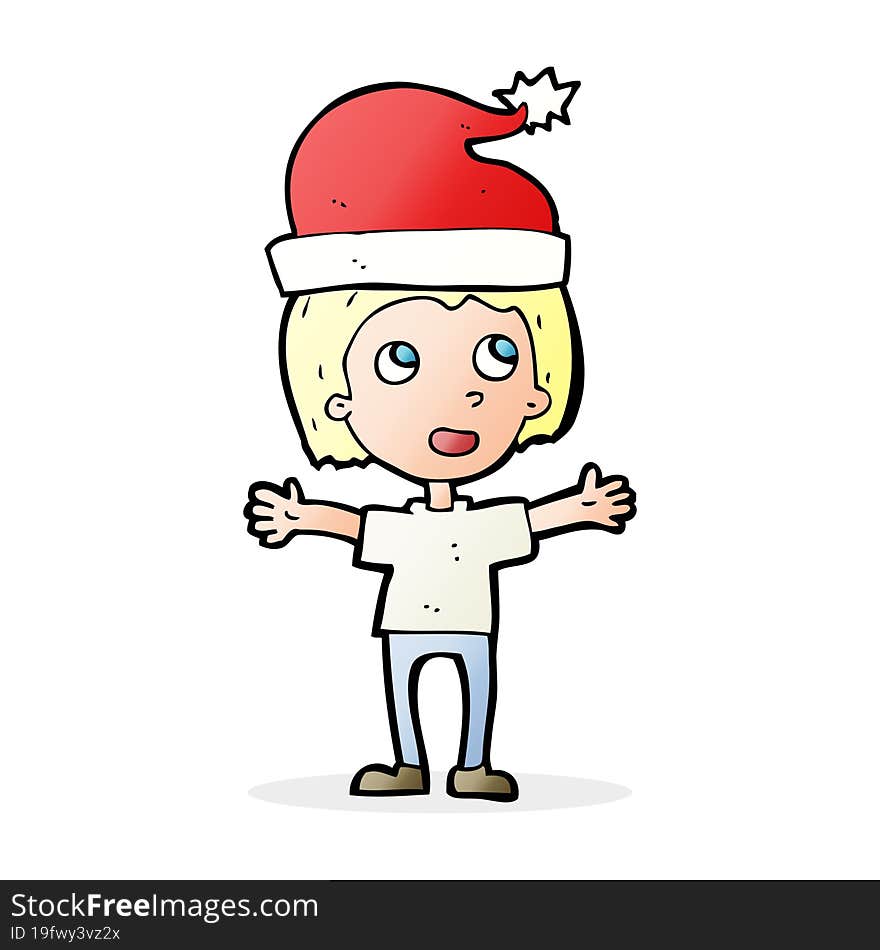 Cartoon Boy In Christmas Hat