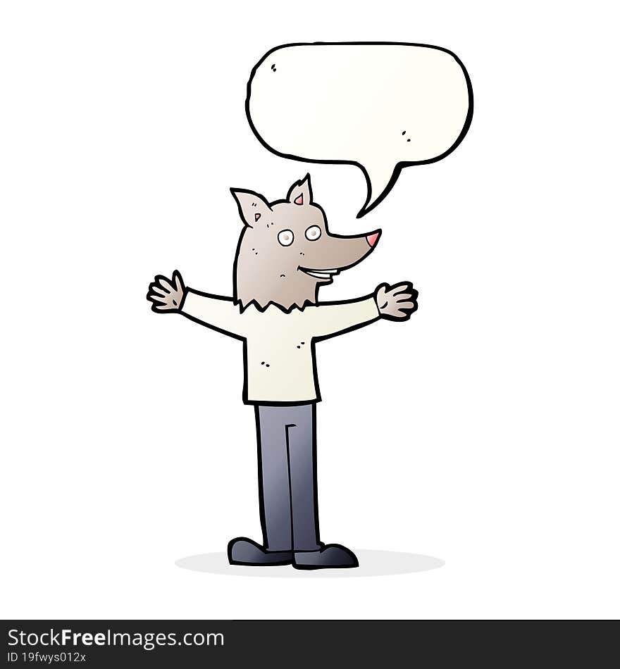 cartoon werewolf with speech bubble