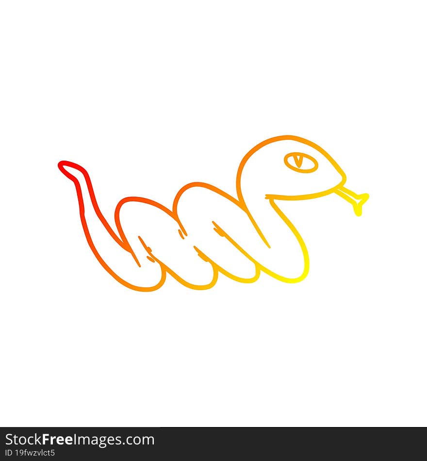 warm gradient line drawing cartoon slithering snake