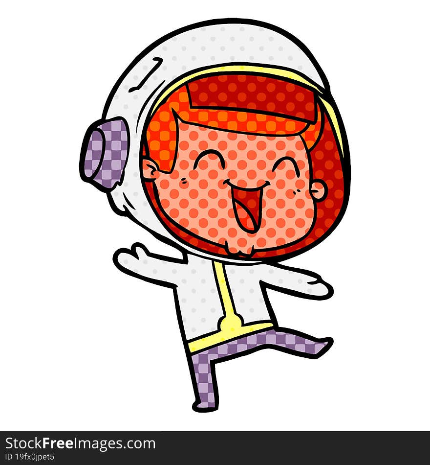 happy cartoon astronaut. happy cartoon astronaut