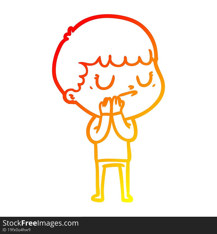 warm gradient line drawing cartoon grumpy boy