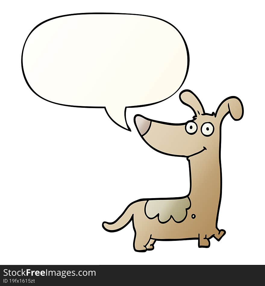 cartoon dog and speech bubble in smooth gradient style