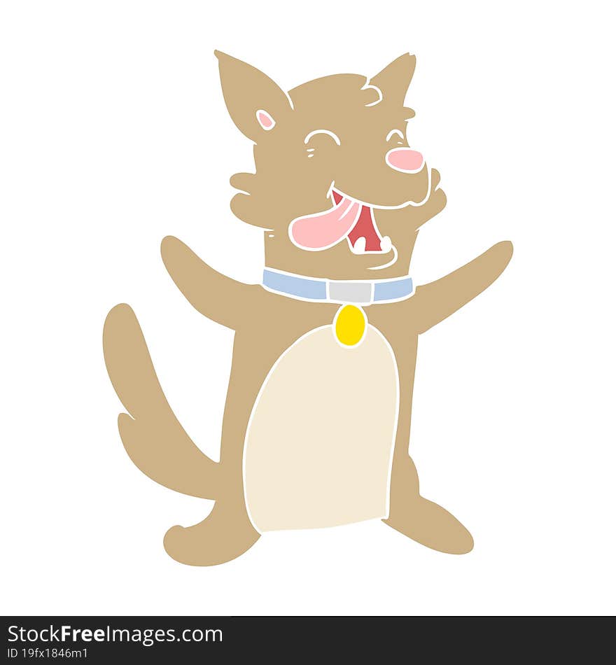 flat color style cartoon happy dog