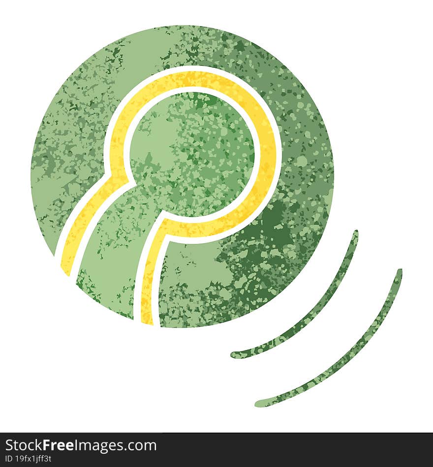 retro illustration style cartoon of a tennis ball