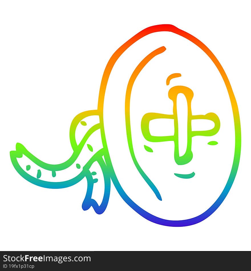 rainbow gradient line drawing cartoon old button