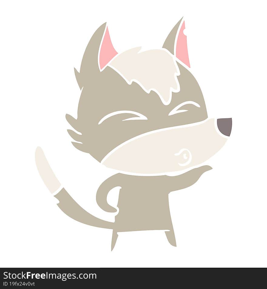 Flat Color Style Cartoon Wolf Pouting