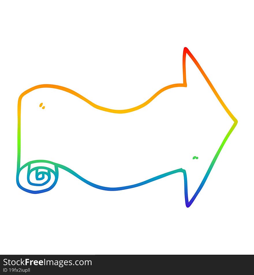 rainbow gradient line drawing cartoon pointing arrow