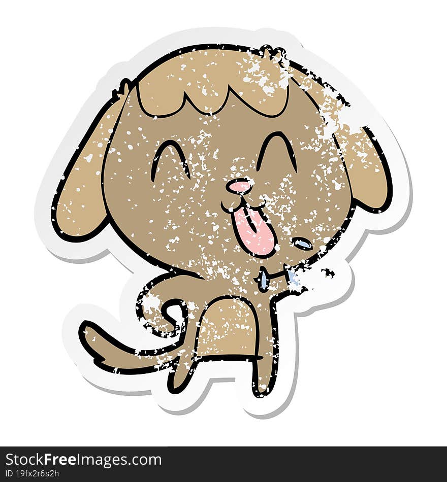 distressed sticker of a cute cartoon dog