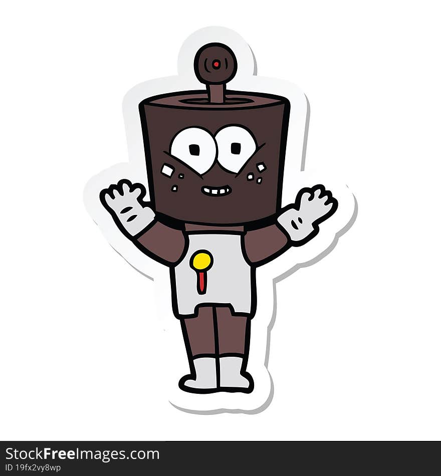 sticker of a happy cartoon robot