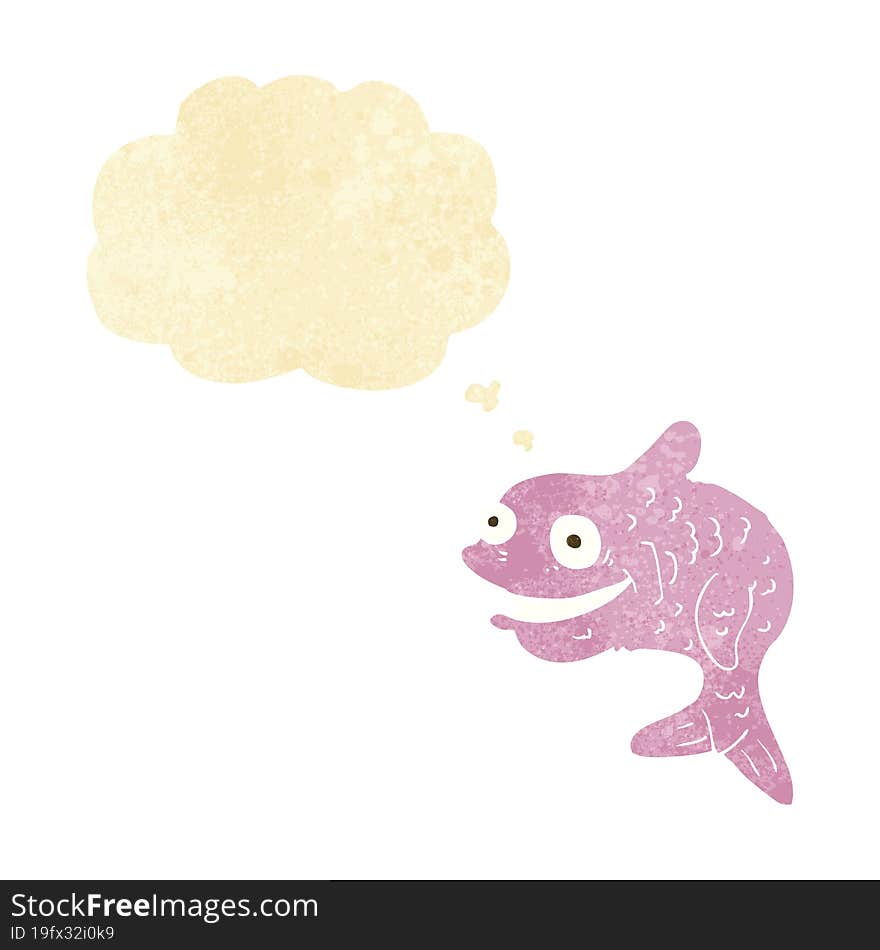 cartoon happy fish with thought bubble